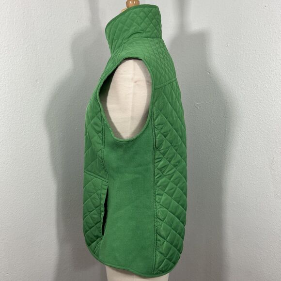 British Khaki Quilted Vest Womens S Green Light Festival Layer Utility Chic‎ - Picture 2 of 7